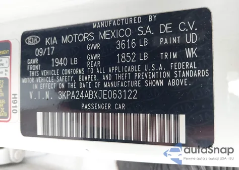 2018 Kia Rio Lx from USA, damaged, VIN 3KPA24ABXJE063122